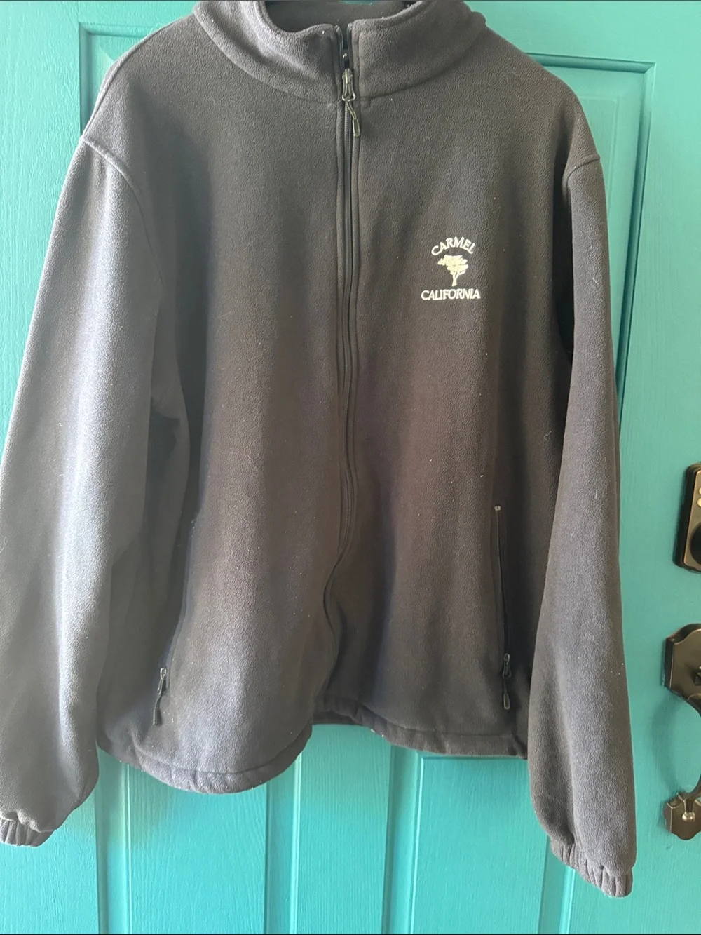 Carmel California - black fleece Full-Zip Jacket. Large.